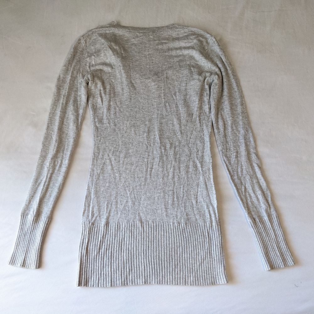Cache Light Gray Sweater Top Small Ribbed Hemline - Picture 2 of 9